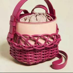 Woven Contrast Bucket Bag