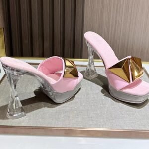 Gold Toned Triangle Transparent Heels