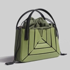 Geometric Pleated Contrast Handbag